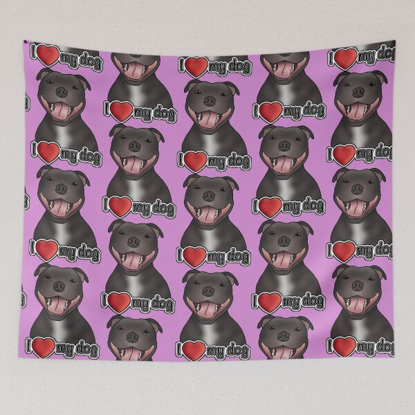 Item preview, I Love My Staffordshire Bull Terrier / Staffie / Staffy - Pattern - Pink designed and sold by JadeMadeThis.