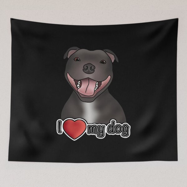 Item preview, I Love My Dog - Staffordshire Bull Terrier / Staffie / Staffy - Black designed and sold by JadeMadeThis.