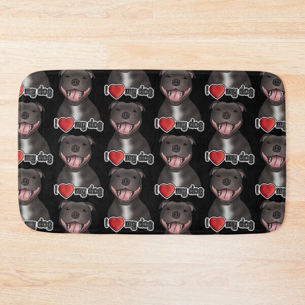 Item preview, I Love My Staffordshire Bull Terrier / Staffie / Staffy - Pattern - Black designed and sold by JadeMadeThis.