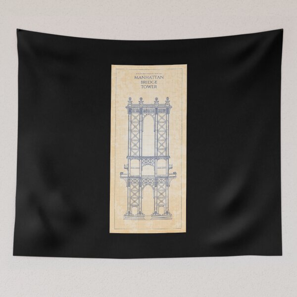 Item preview, Manhattan Bridge Tower - Old Blue Grid designed and sold by BGALAXY.
