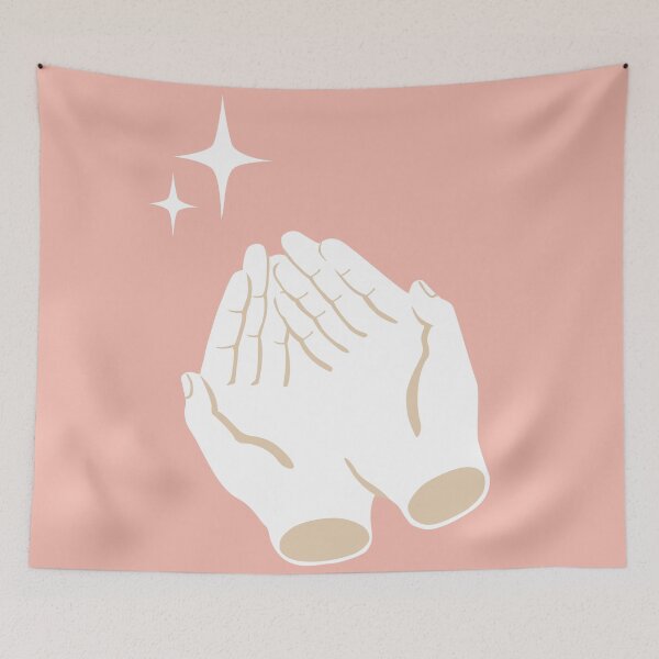 Item preview, Caring hands pink aesthetic with two stars designed and sold by Nossikko.