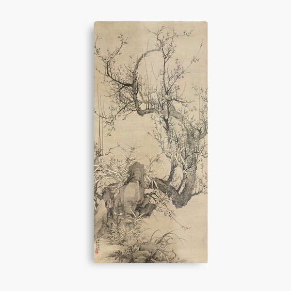 Plums, Bamboo, and Orchid by Yamamoto Baiitsu Metal Print