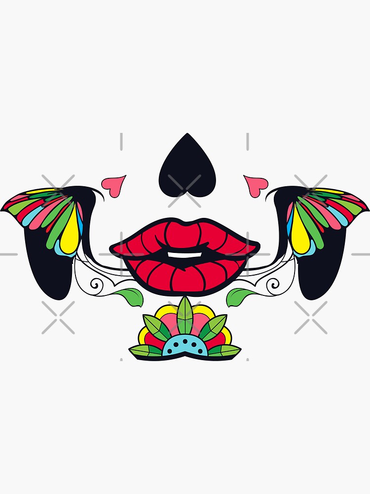 Sugar Skull Calavera Face Mask 2 Sticker For Sale By Gypsykiss Redbubble 
