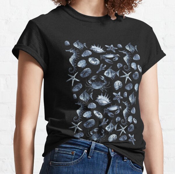 Item preview, Sea Creatures Dark Blue Watercolor designed and sold by madtoyman.