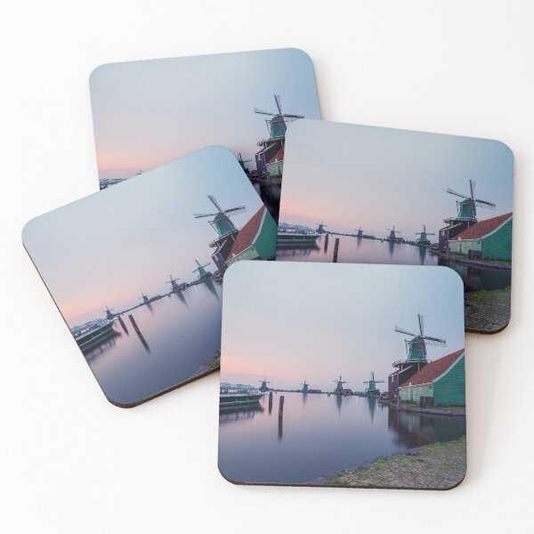 Item preview, Typical Dutch house and windmills after sunset at Zaanse Schans near Amsterdam designed and sold by michieldros.