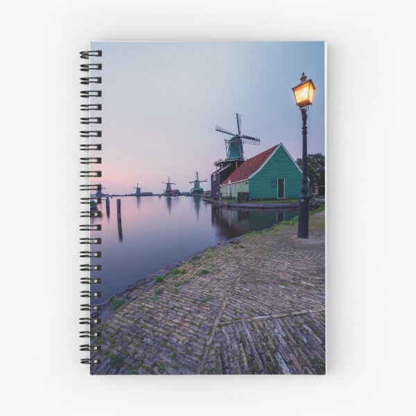 Item preview, Typical Dutch house and windmills after sunset at Zaanse Schans near Amsterdam designed and sold by michieldros.