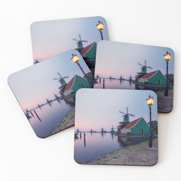 Item preview, Typical Dutch house and windmills after sunset at Zaanse Schans near Amsterdam designed and sold by michieldros.