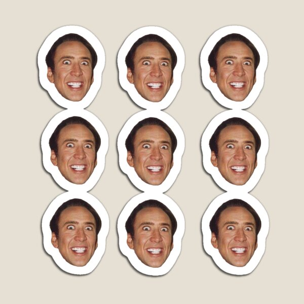 Item preview, creepy Nicolas Cage sticker pack designed and sold by Cool Stuff Galore.