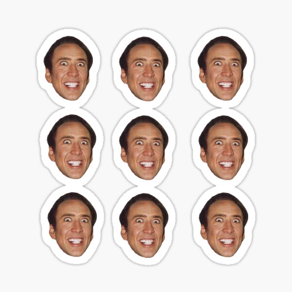 Item preview, creepy Nicolas Cage sticker pack designed and sold by Cool Stuff Galore.