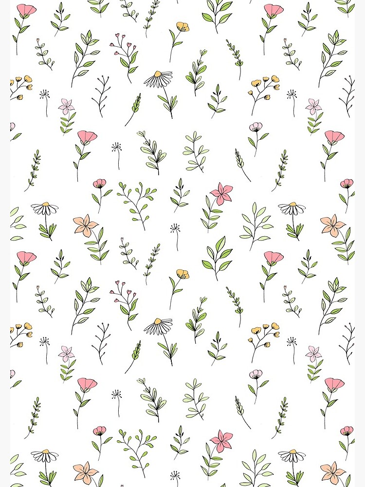 Seamless Vector Floral Pattern with Outline Flower Stock Vector -  Illustration of drawn, paint: 252845395