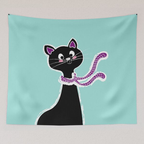 Item preview, Black Cat Long Neck Blue Sky designed and sold by ranadigipaint.