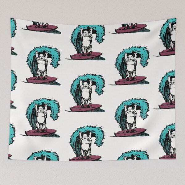Item preview, Funny buddha on the surfboard at surfing a wave designed and sold by tarek25.