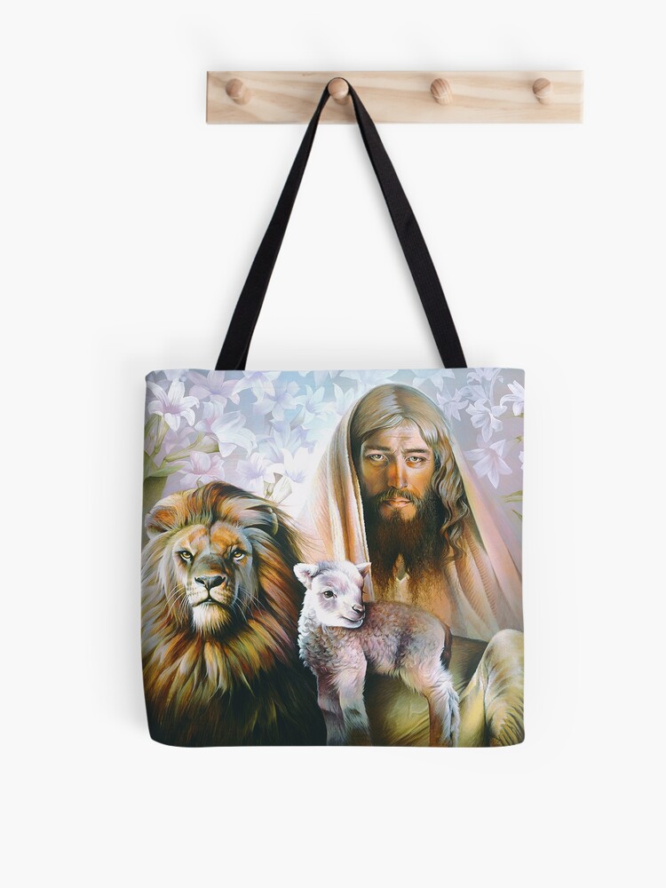 Jesus lamb And Lion Tote Bag Jesus lamb And Lion Tote Bag