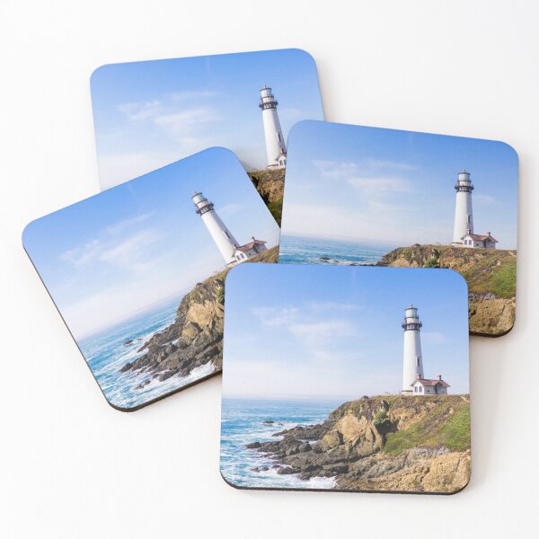 Item preview, Lighthouse on hill blue sky white house ocean designed and sold by mwagie.