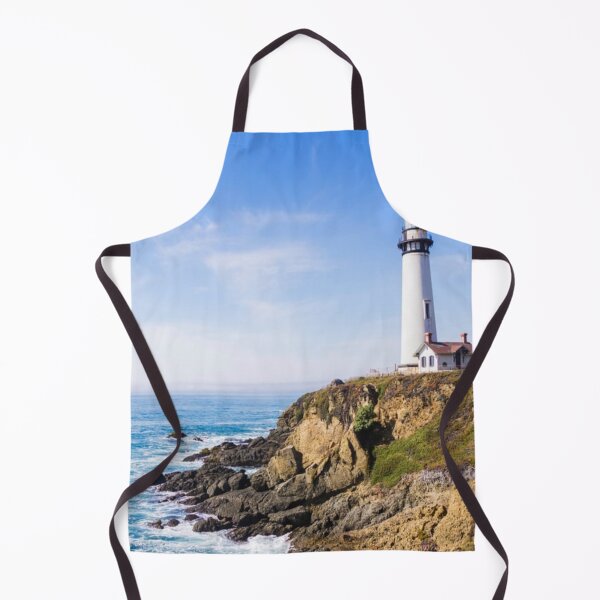 Item preview, Lighthouse on hill blue sky white house ocean designed and sold by mwagie.