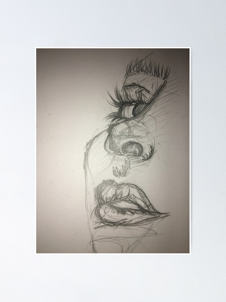 Half Face Sketch Poster By Artby Iva Redbubble