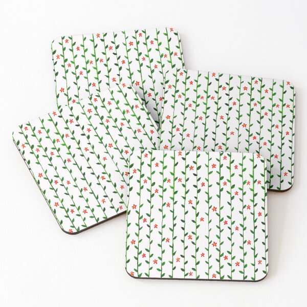 Item preview, Watercolor Floral Vines Pattern - Dark Green & Red designed and sold by monitdesign.