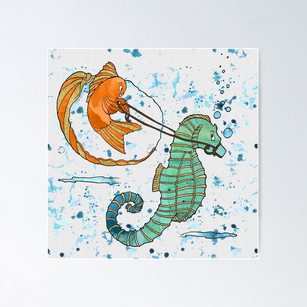 Aperçu de l'œuvre Poisson équitation hippocampe créée et vendue par Pinepool.