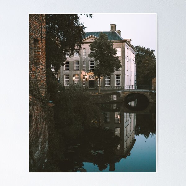 Item preview, Amersfoort historic Dutch city reflection in canal in the evening twilight designed and sold by michieldros.