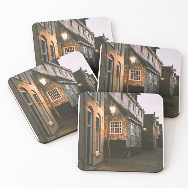 Item preview, Amersfoort historic walled Dutch city street in the evening twilight designed and sold by michieldros.