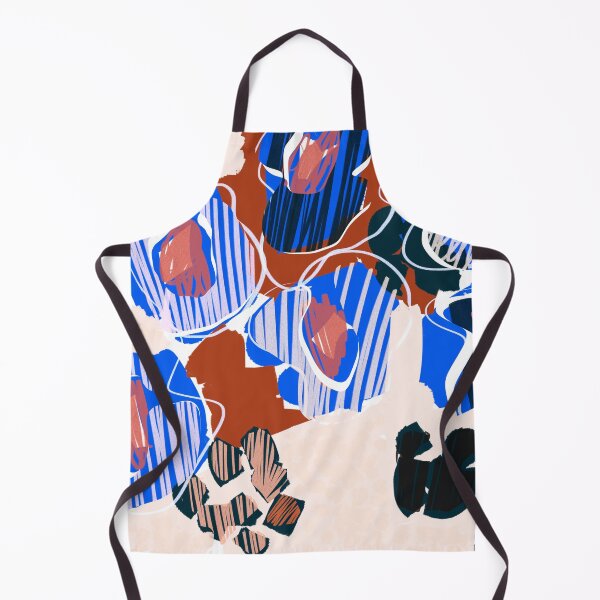 Item preview, Rust and Blue Flowers // Modern Floral Scribble Pattern designed and sold by fossdesign.