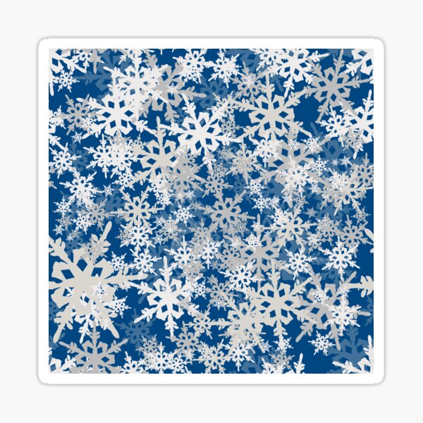 Snow Flurry in Classic Blue with Silver and Ivory Christmas Snowflakes Sticker