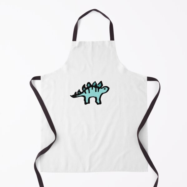 Cute Little Linocut Stegosaurus (Blue) Apron