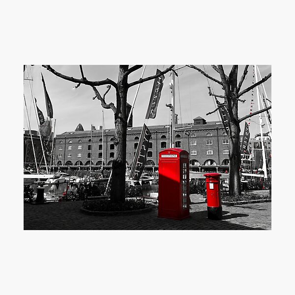 St katherines Dock Post Box Phone Box Photographic Print