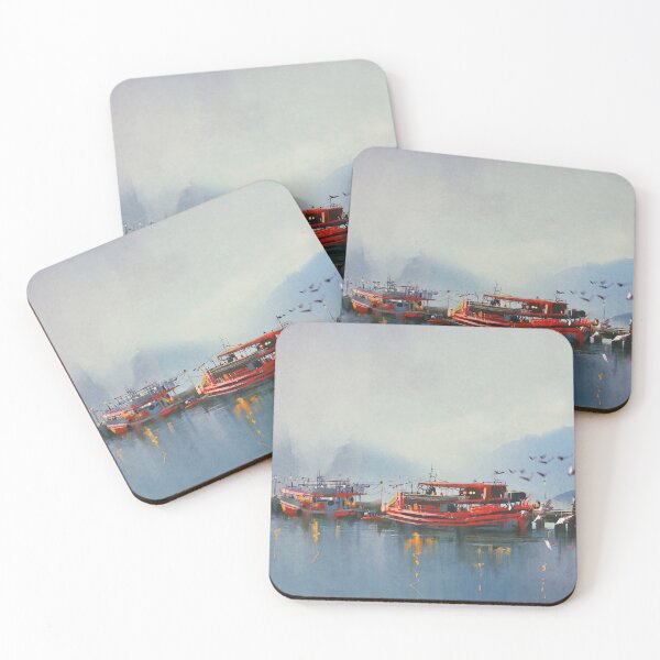 Item preview, Fishing Boats at Dockyard designed and sold by Ethiyo.
