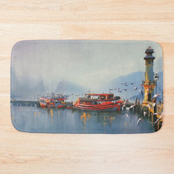 Item preview, Fishing Boats at Dockyard designed and sold by Ethiyo.