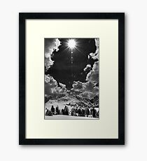 Lámina enmarcada Landscape in the mountains with snow black and white fine wall art - In the Dolomites