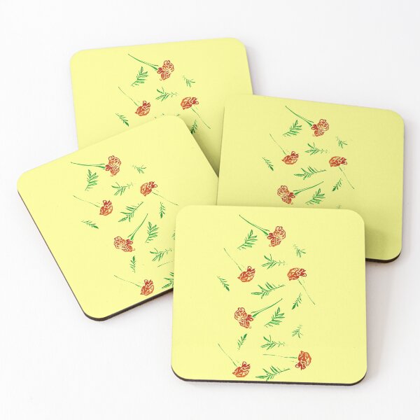 Item preview, Marigold Floral Pattern with Leaves and Flowers (on yellow) designed and sold by Davey's Designs.