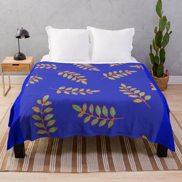 Item preview, Leaf Print Pattern in speckled teal green, orange, royal blue designed and sold by djrunnels.