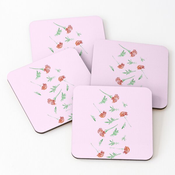 Item preview, Marigold Floral Pattern with Leaves and Flowers (on pink) designed and sold by Davey's Designs.