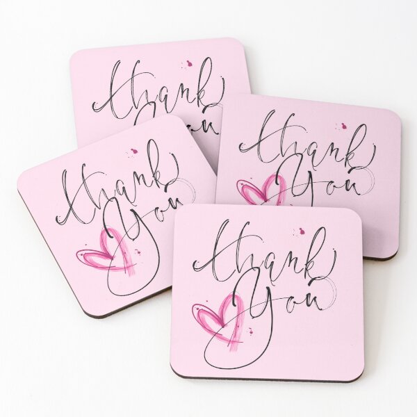 Item preview, Handwriting Calligraphy Thank You Pink Heart Note designed and sold by TattooZanda.