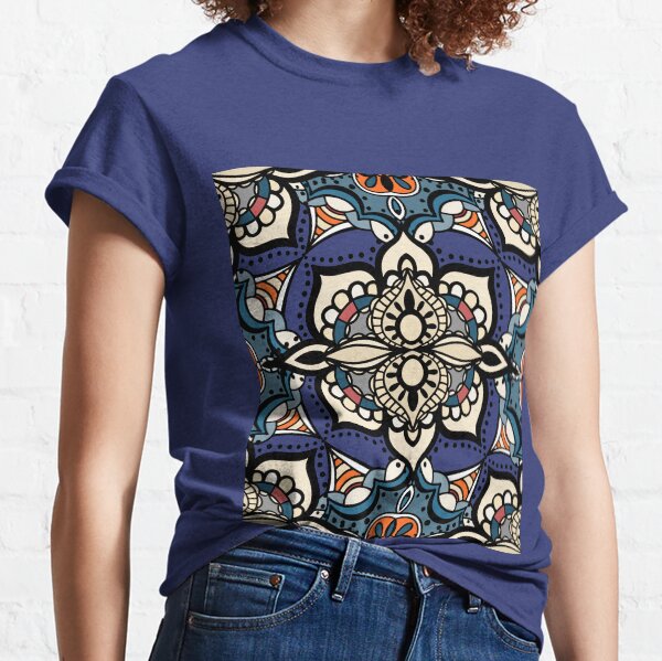 Blue back ground Floral Classic T-Shirt
