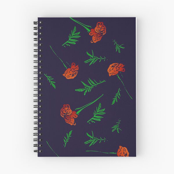 Item preview, Marigold Floral Pattern with Leaves and Flowers (on prussian blue) designed and sold by Davey's Designs.