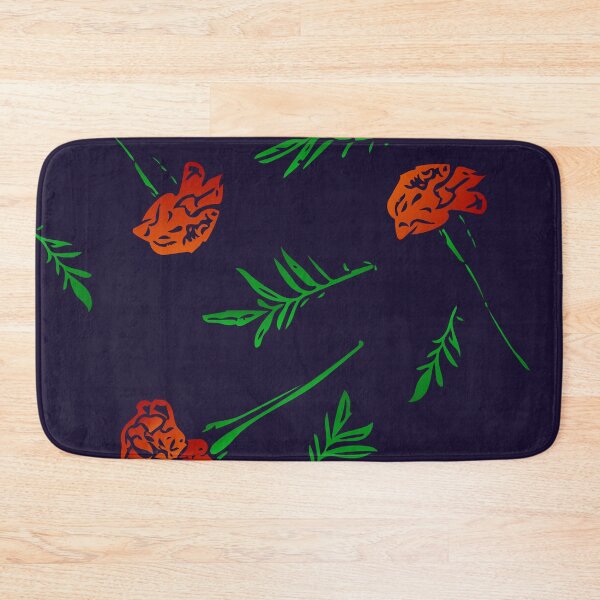 Item preview, Marigold Floral Pattern with Leaves and Flowers (on prussian blue) designed and sold by Davey's Designs.