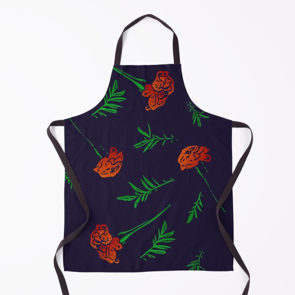 Item preview, Marigold Floral Pattern with Leaves and Flowers (on prussian blue) designed and sold by Davey's Designs.