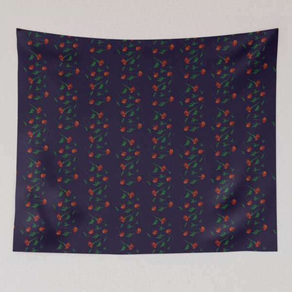Item preview, Marigold Floral Pattern with Leaves and Flowers (on prussian blue) designed and sold by Davey's Designs.