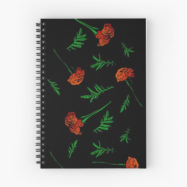 Item preview, Marigold Floral Pattern with Leaves and Flowers (on black) designed and sold by Davey's Designs.