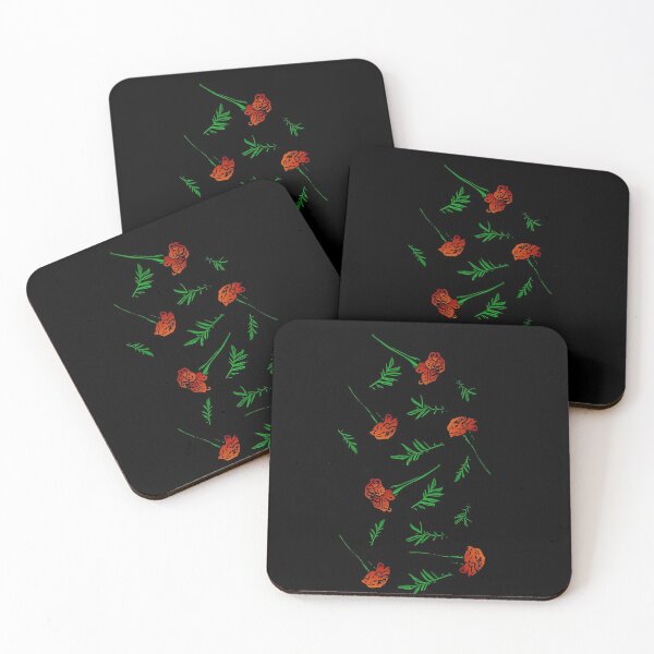 Item preview, Marigold Floral Pattern with Leaves and Flowers (on black) designed and sold by Davey's Designs.