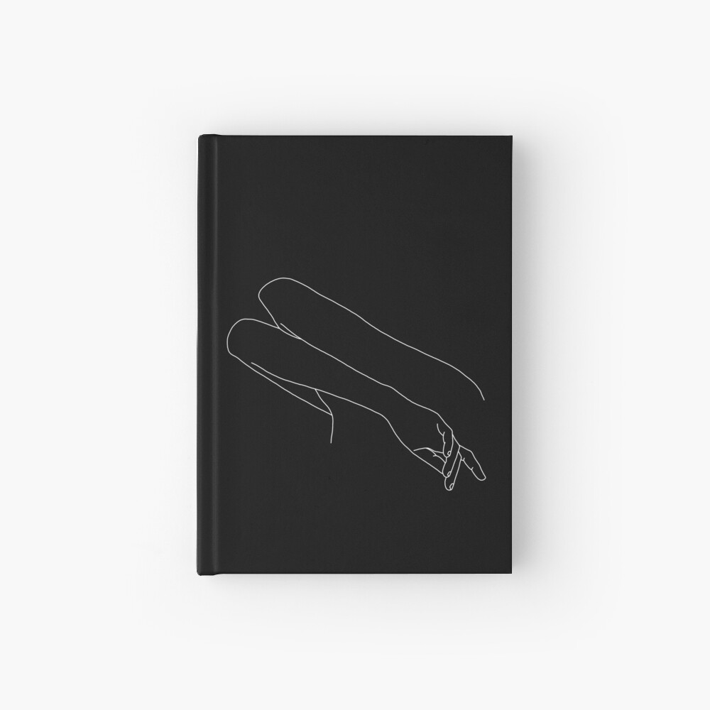 Crossed arms line drawing illustration - Amy Black Hardcover Journal