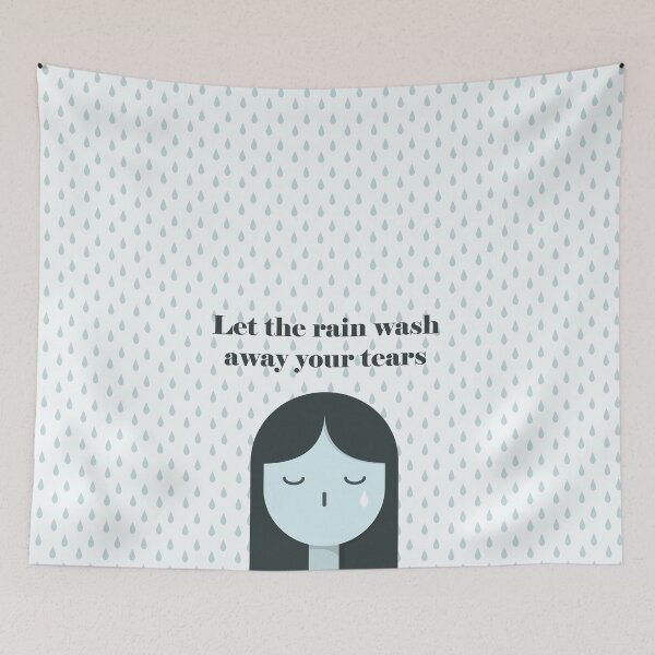 Item preview, Sad Blue Girl Crying in the Rain designed and sold by alba4design.