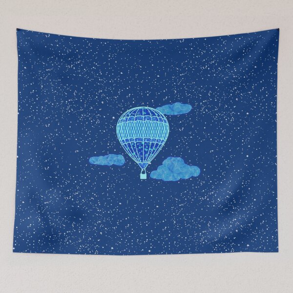 Item preview, Hot Air Balloon Against a Night Sky in Deep Blue designed and sold by Marymarice.