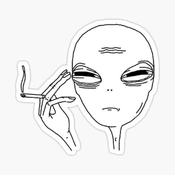 Alien Smoking Sticker By Maquiv Redbubble