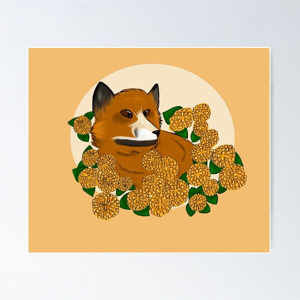 Item preview, Marigold Fox Nature Print designed and sold by puzzlebat.