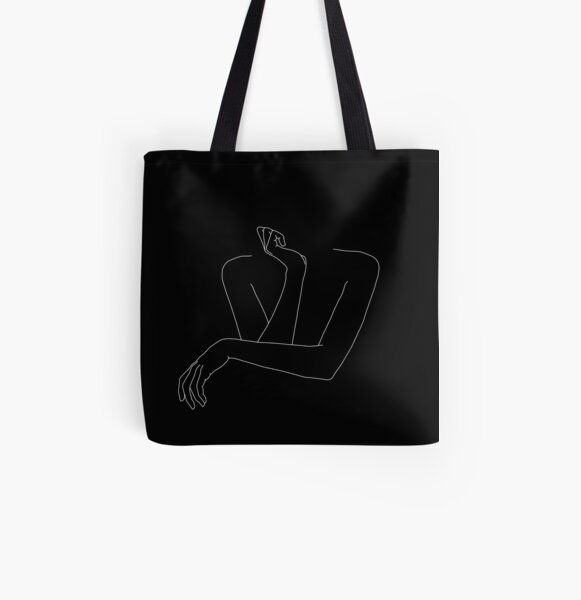Woman's arms line drawing illustration - Anna Black All Over Print Tote Bag