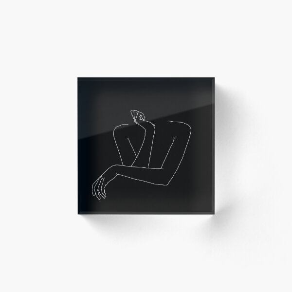 Woman's arms line drawing illustration - Anna Black Acrylic Block