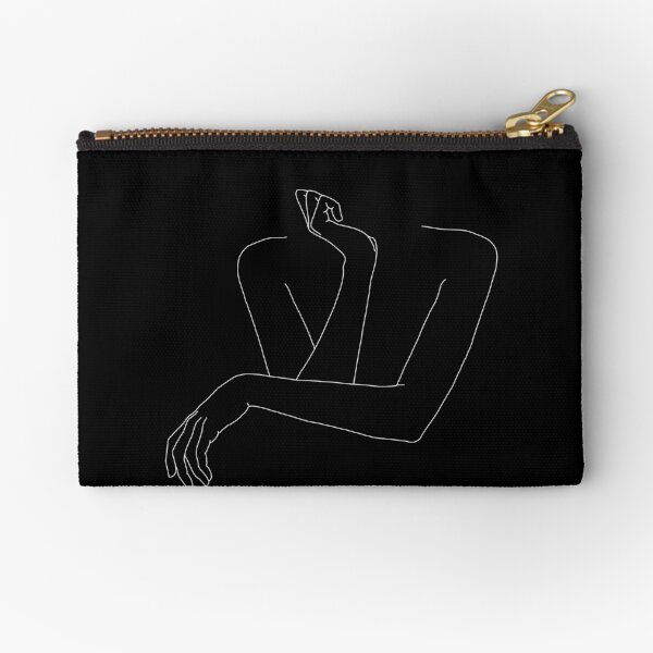 Woman's arms line drawing illustration - Anna Black Zipper Pouch